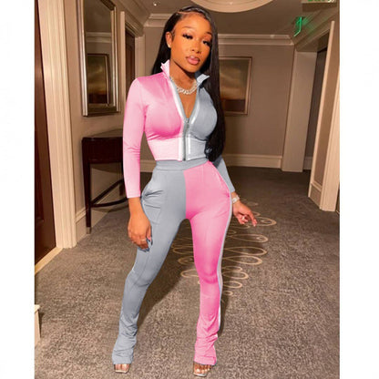 Damen Jumpsuit Hochkragen Elegante Seitenschlitzen Norvielle