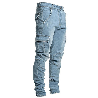 Herren Cargo Jeans Mehrfachtaschen Baumwolle Schwarz - Norvielle