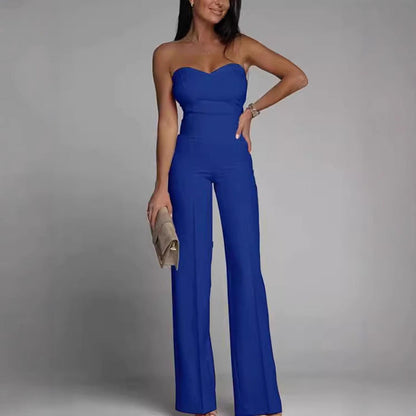 Damen Jumpsuit Schulterfrei Weites Bein Norvielle