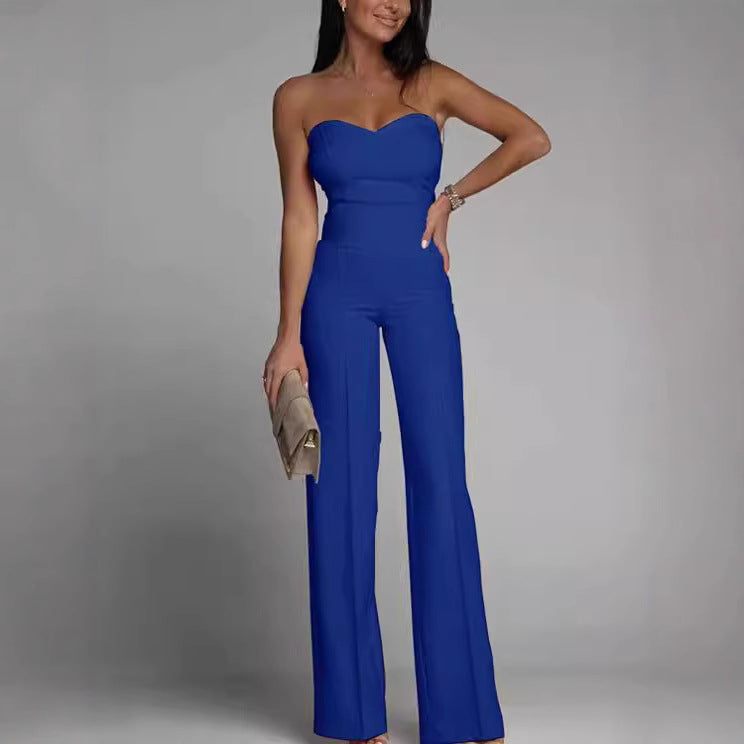 Damen Jumpsuit Herzförmiger Ausschnitt Weites Bein Norvielle