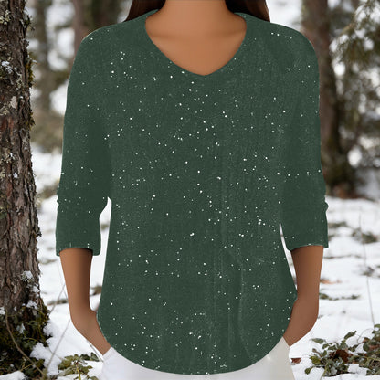 Damen Langarmshirt V-Ausschnitt Baumwolle Norvielle