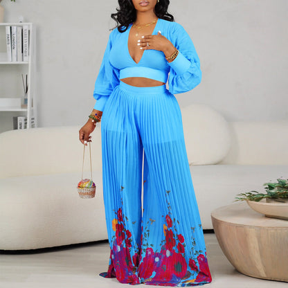 Damen Jumpsuit Voluminöse Ärmel Florales Muster Norvielle