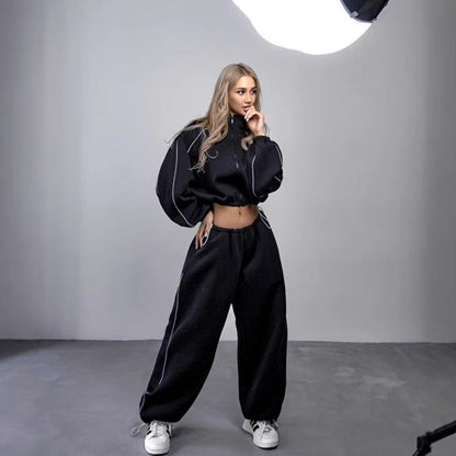 Damen Hoodie Weiches Fleece Hocher Kragen Elastischer Bund