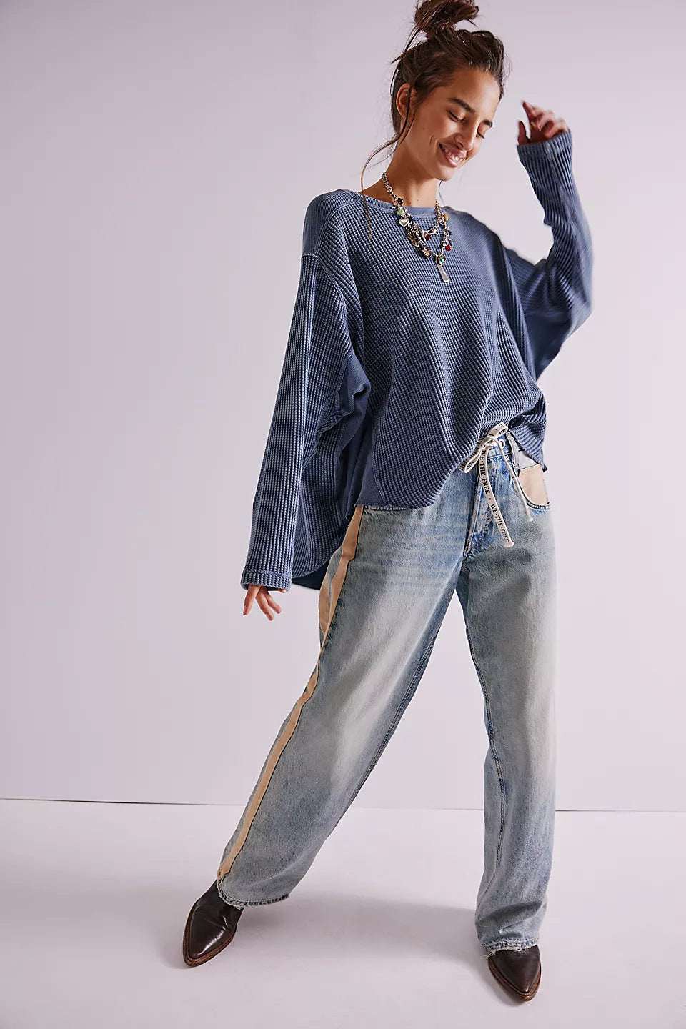 Damen Oversized Pullover Strukturiert Norvielle Beige