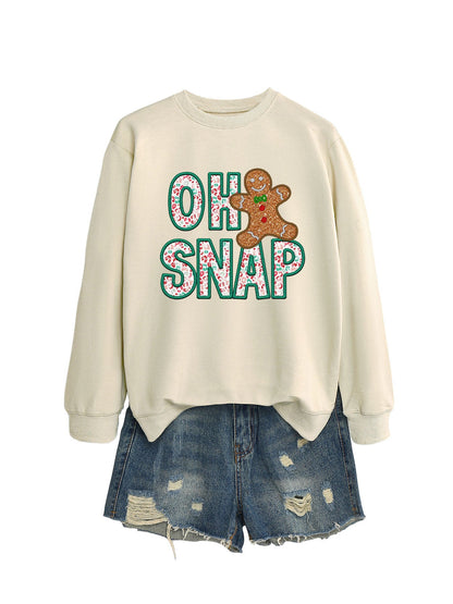 Damen Sweatshirt Lebkuchenmann Motiv Glitzer Schrift