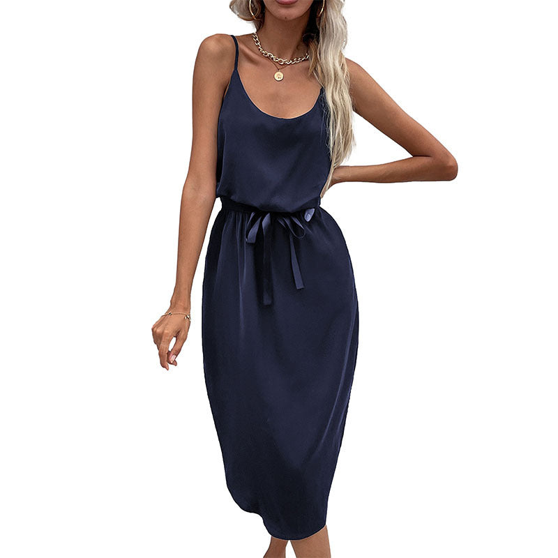 Damen Midikleid Taillenknoten Satinoptik Norvielle