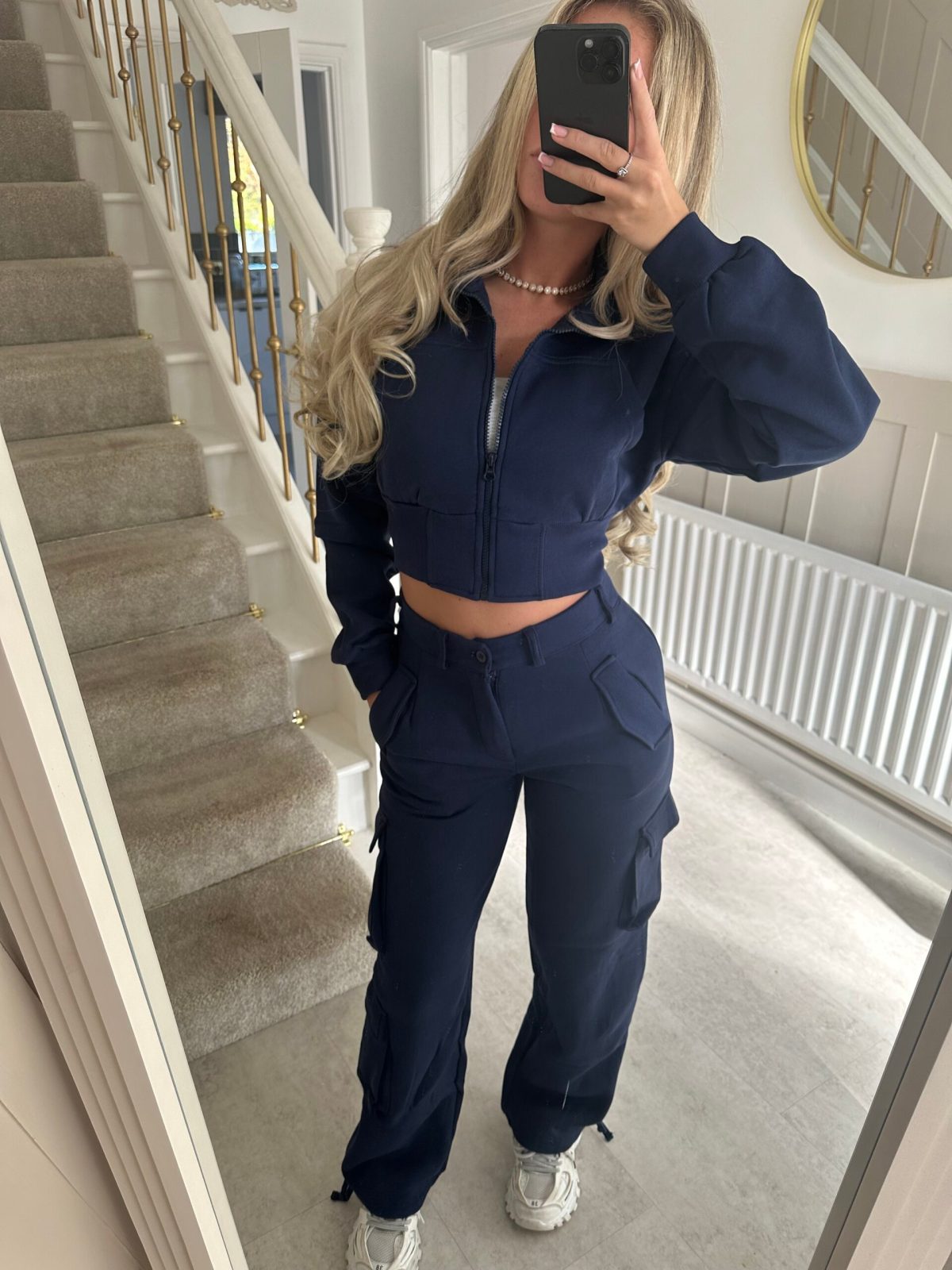 Damen Cropped Jacken Set Cargo Hosen Norvielle