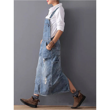 Damen Jeansrock mit Trägern