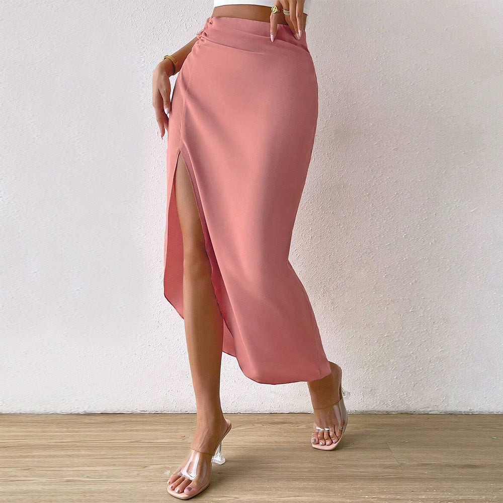 Damen Midirock Hohem Schlitz Raffungen Norvielle