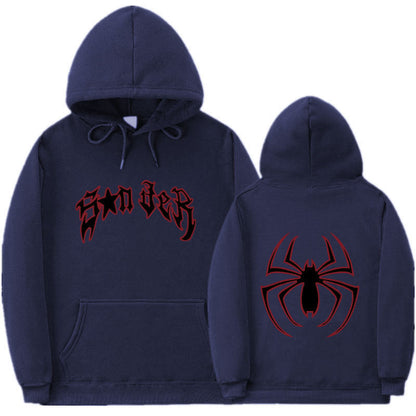 Damen Kapuzenpullover Spinnenmotiv Grobdruck Norvielle