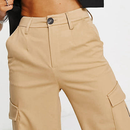Damen Cargo-Hose Praktische Seitentaschen Lässiger Schnitt Beige