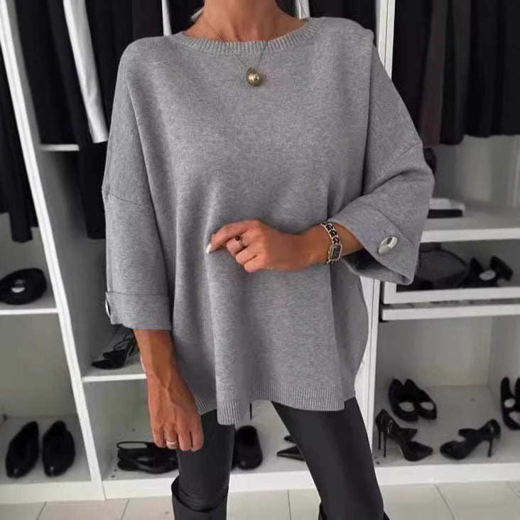 Damen Strickpullover Weit Ärmel Norvielle