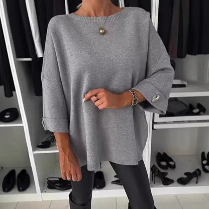 Damen Strickpullover Weit Ärmel Norvielle