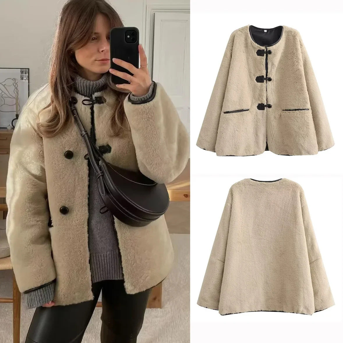 Damen Fleecejacke Kuschelig Mit Taschen Norvielle Grau