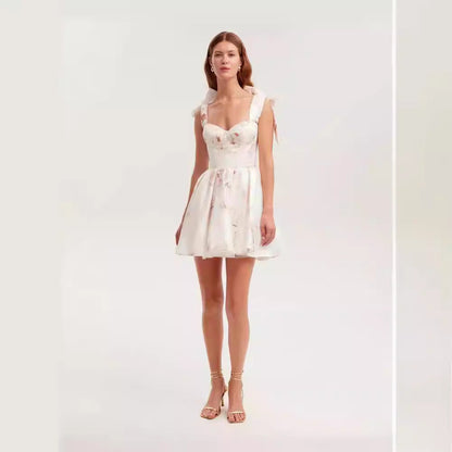 Damen Minikleid Florales Design Raffinierte Träger