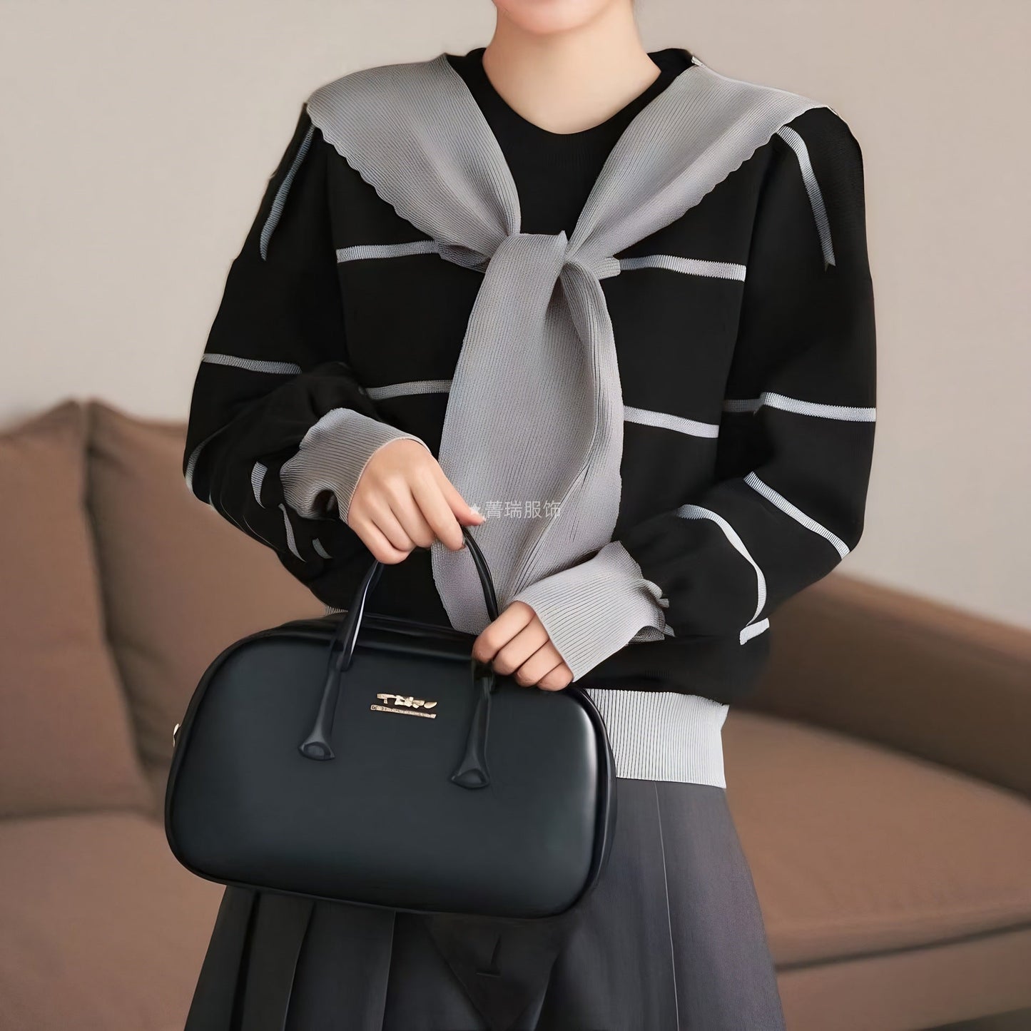 Damen Pullover Lässig Bindegürtel Norvielle
