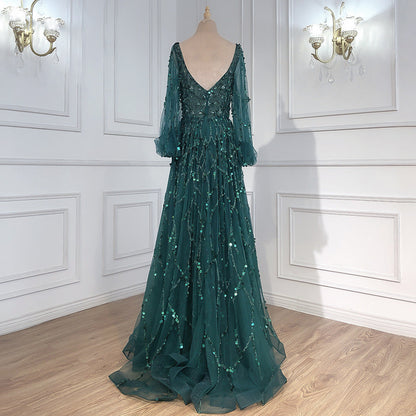 Norvielle Damen Abendkleid Lang Ärmelig
