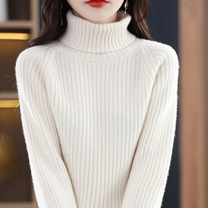 Damen Rollkragenpullover Kuschelfleece Rippstruktur Norvielle