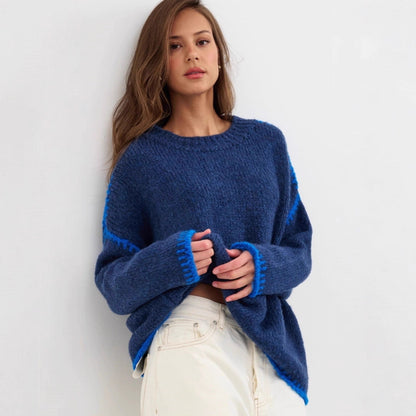 Damen Strickpullover Lässig Farbakzente Norvielle