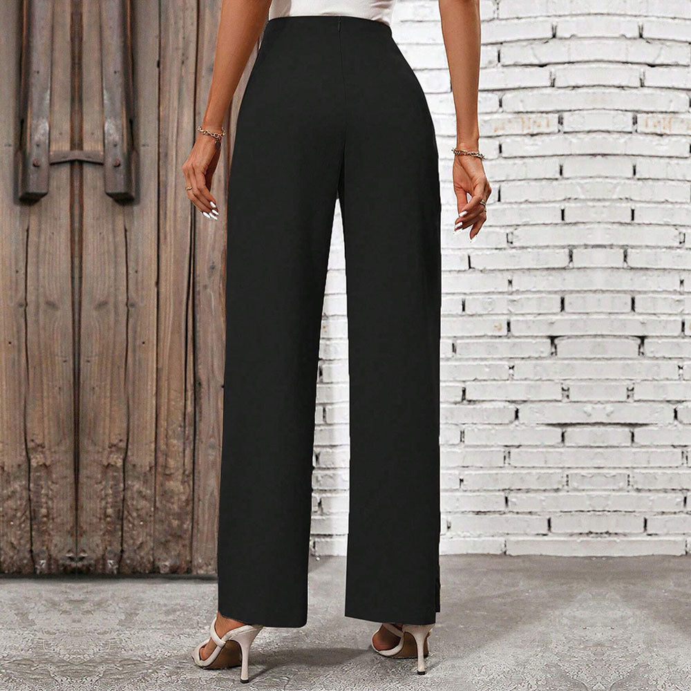 Damen Palazzo-Hose Norvielle Hochtaillierter Bund mit Bindegürtel