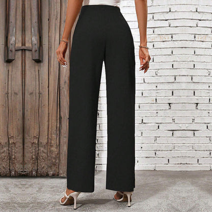 Damen Palazzo-Hose Norvielle Hochtaillierter Bund mit Bindegürtel