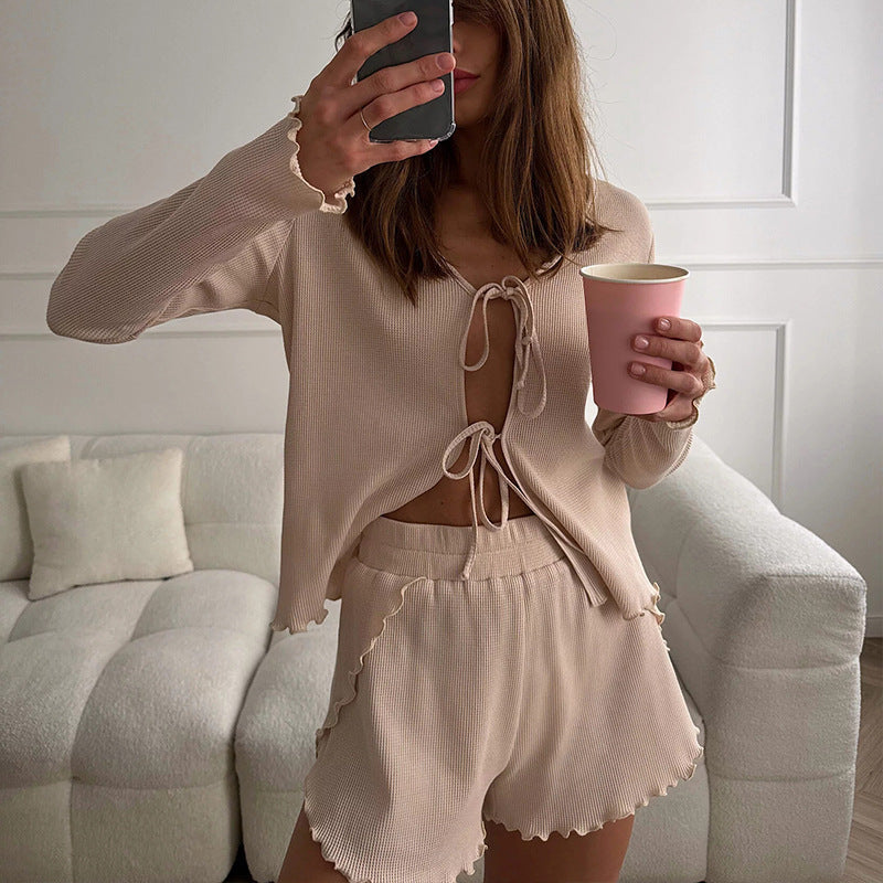 Damen Strick-Set mit Cardigan und Shorts Norvielle - Norvielle