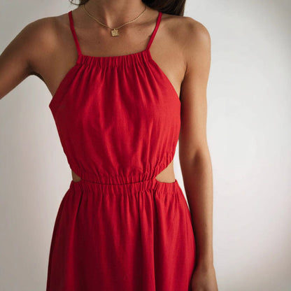 Damen Maxikleid Hohes Beinschlitz Cut-Outs Norvielle