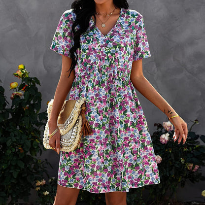 Damen Shift-Kleid V-Ausschnitt Floral Norvielle