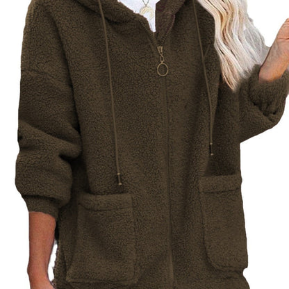 Damen Fleece Hoodiejacke Mit Taschen Hochwertig