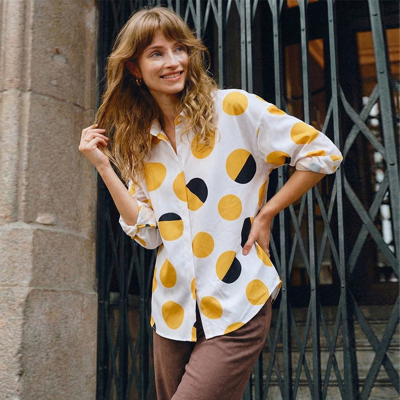 Damen Bluse mit Punkte-Design und klassischen Ärmeln Norvielle