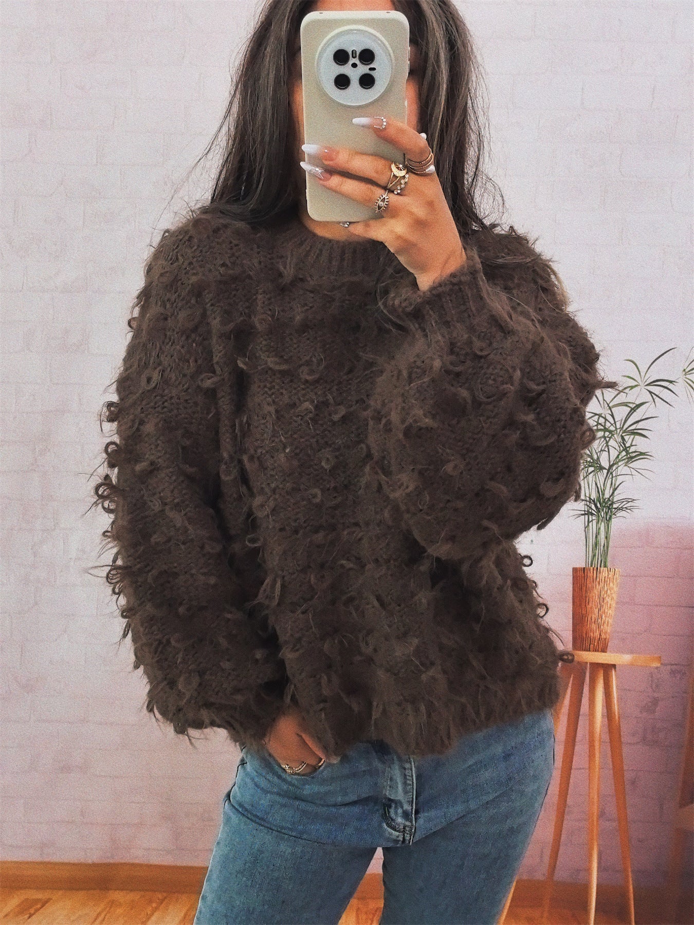 Damen Strickpullover Kuschelig Struktur Norvielle