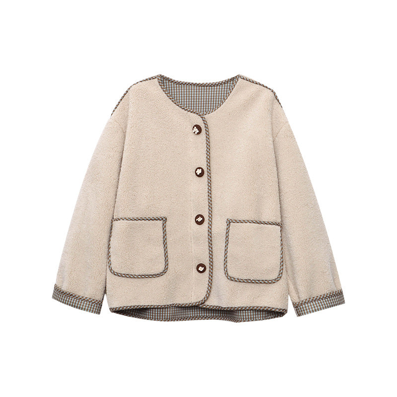 Damen Strickjacke Dekorative Knöpfe Taschen Norvielle