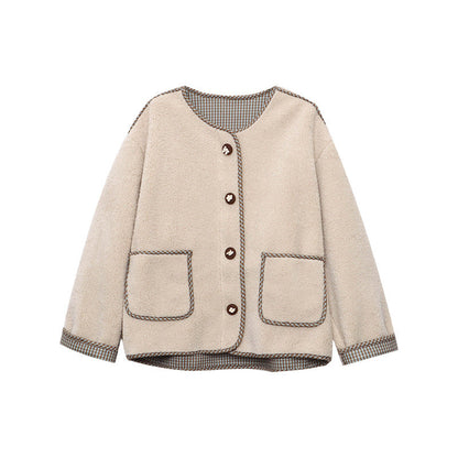 Damen Strickjacke Dekorative Knöpfe Taschen Norvielle
