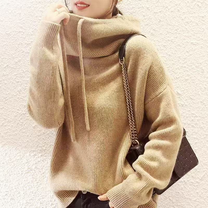 Damen Oversized Pullover Hochkragen Lässig Norvielle