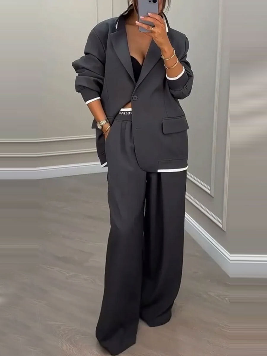 Damen Blazer-Hose-Set Weites Design Norvielle