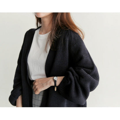 Damen Strickjacke Weite Ärmel Offener Schnitt Norvielle