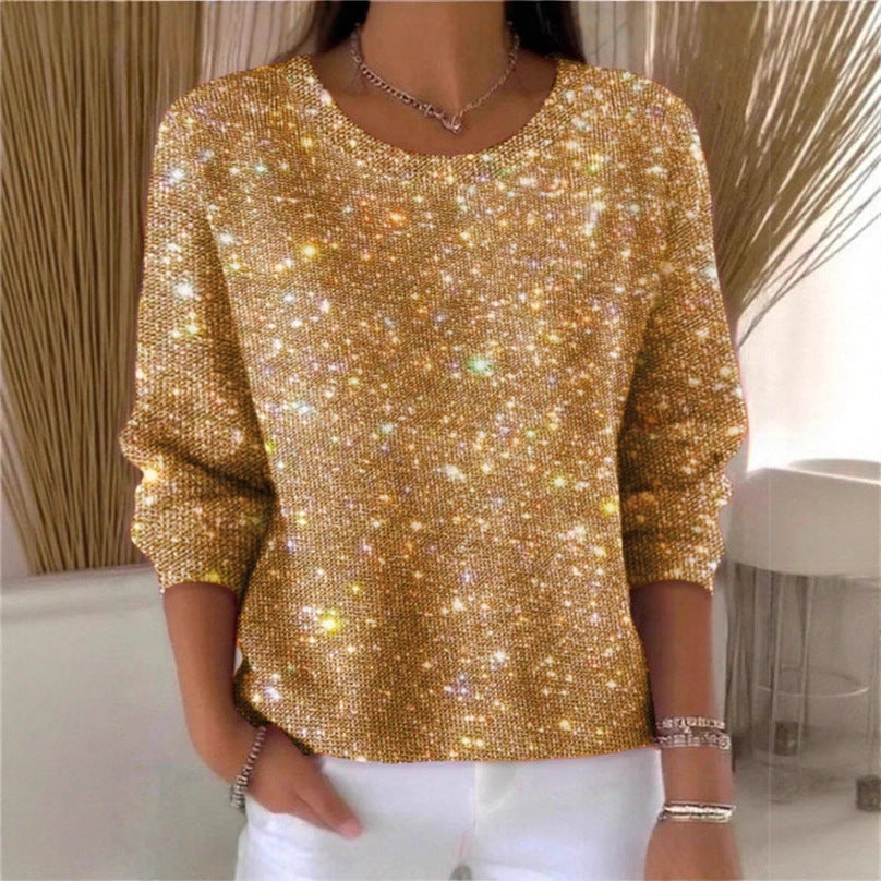 Damen Glitzerpullover Rundhals Lässig Norvielle