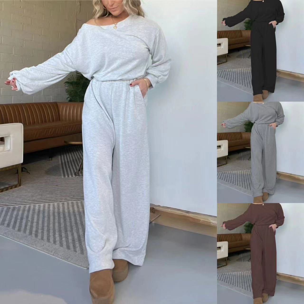 Damen Jumpsuit Komfort Weite Beine Tiefes Dekolleté Norvielle - Norvielle