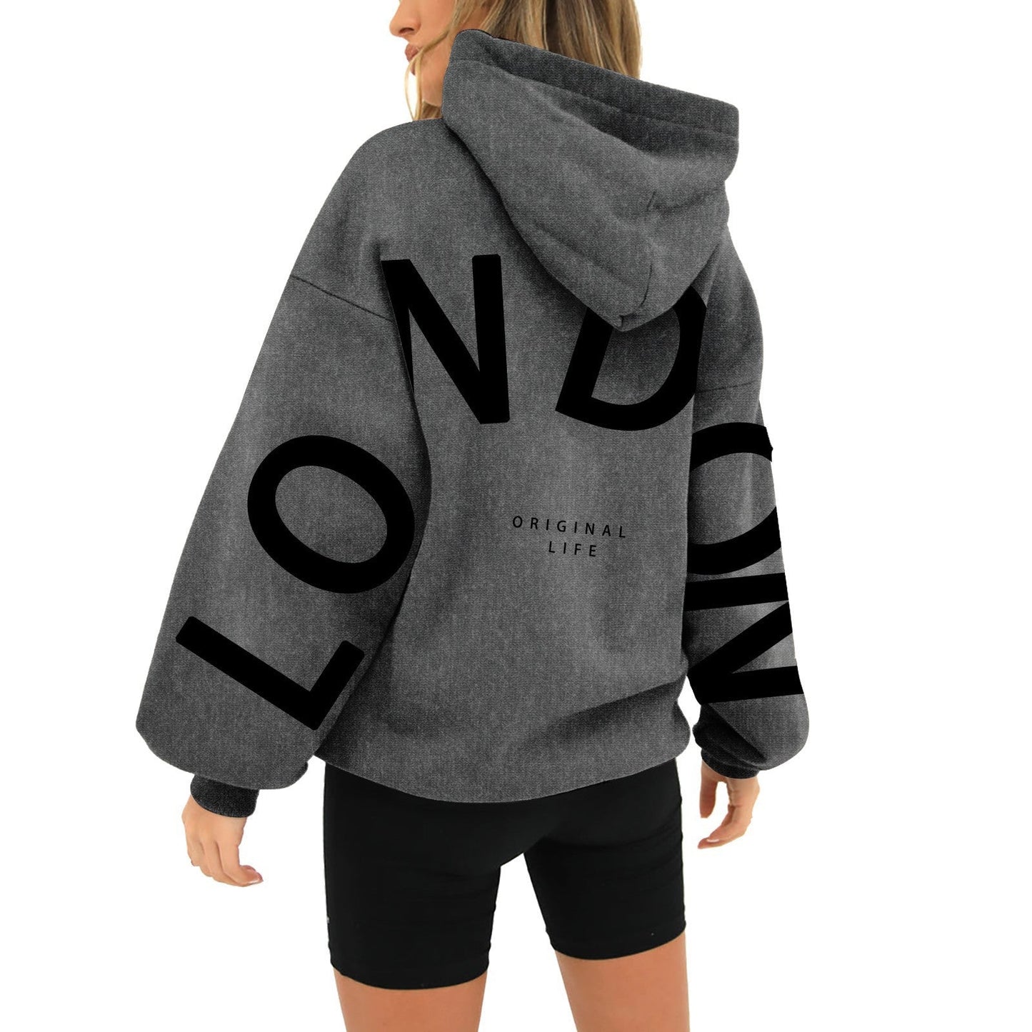 Damen Oversized Hoodie London Print Norvielle