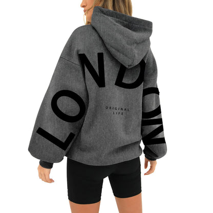 Damen Oversized Hoodie London Print Norvielle