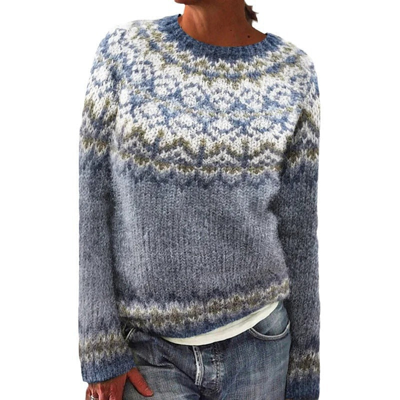 Damen Strickpullover Fair-Isle-Muster Lässig Norvielle