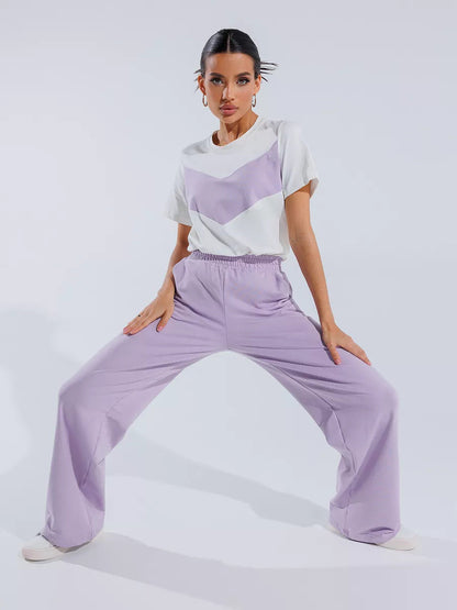 Damen T-Shirt Leichtes Oversized Farbblockdesign