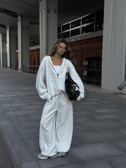 Damen Oversized Loungewear Set mit Kordelzug Norvielle