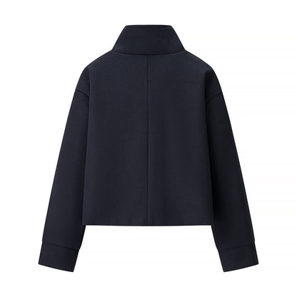Damen Kurze Übergangsjacke Norvielle Hochkragen Dekorative Knöpfe