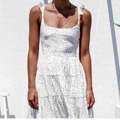 Damen Kleid Rüschendetails Punktemuster Norvielle