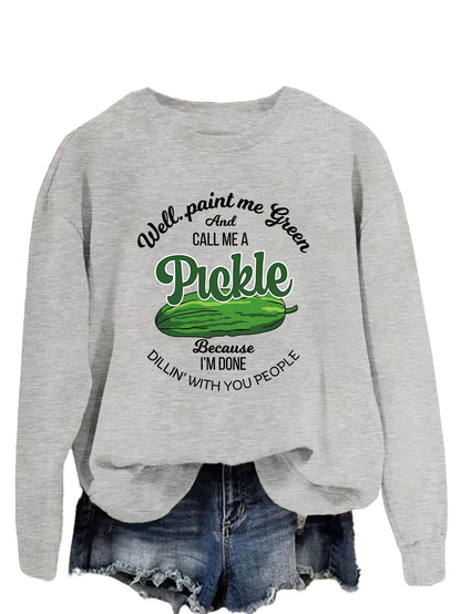 Damen Sweatshirt Gurkenmotiv Kreativer Druck Norvielle