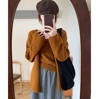 Damen Strickcardigan Offene Ärmel Bequem Grün