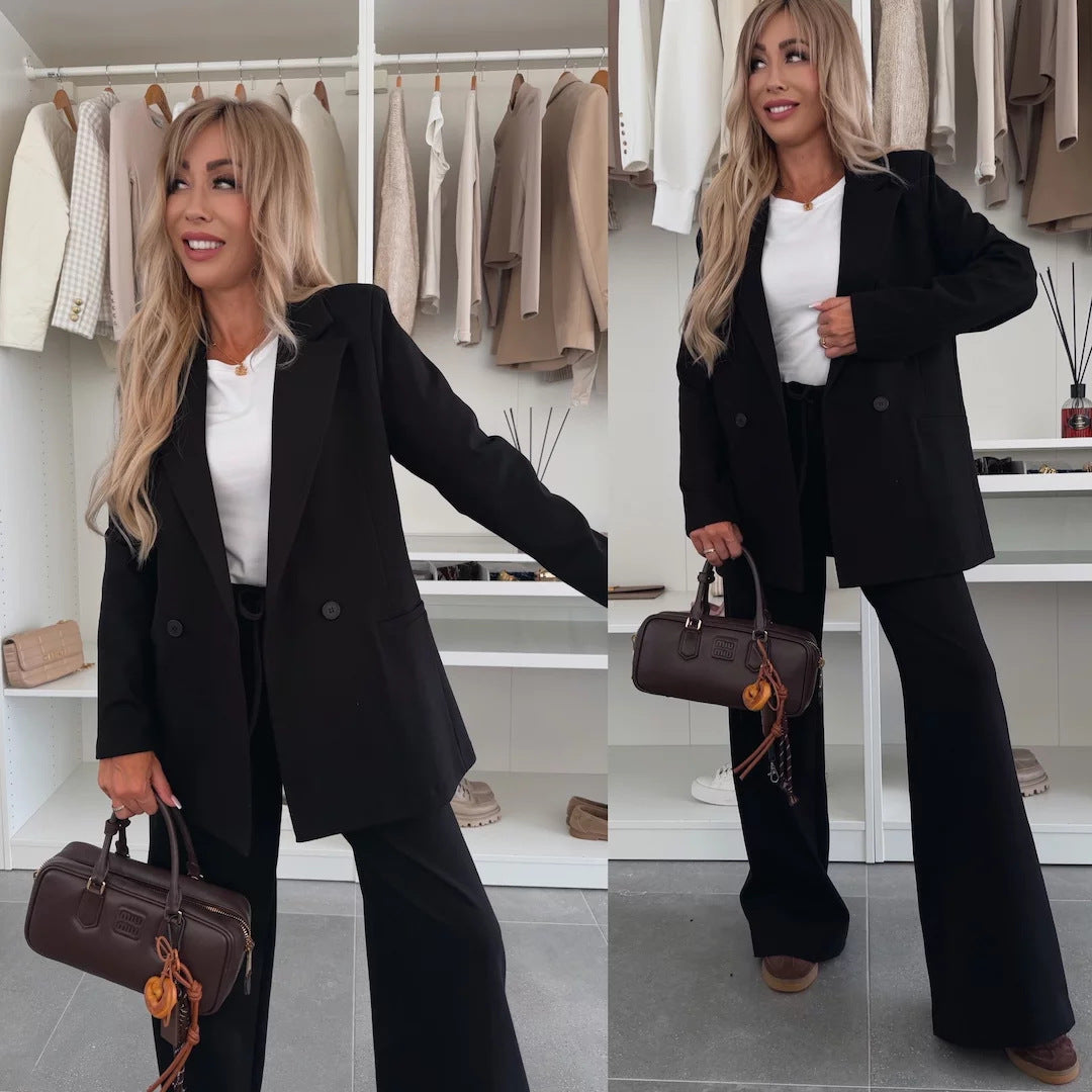 Damen Hosenanzug Weites Bein Blazer Norvielle