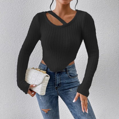 Damen Off-the-Shoulder Stricktop Elastisch Beige - Norvielle