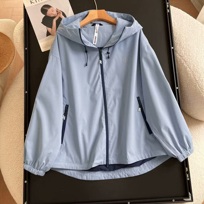 Damen Windbreaker-Jacke Leicht Seitliche Reißverschlusstaschen